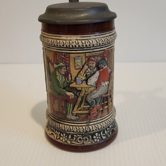 Vintage W Germany Original Gerzit Gerz Pub Scene Cherubs Beer Stein Half Liter - Picture 2 of 12